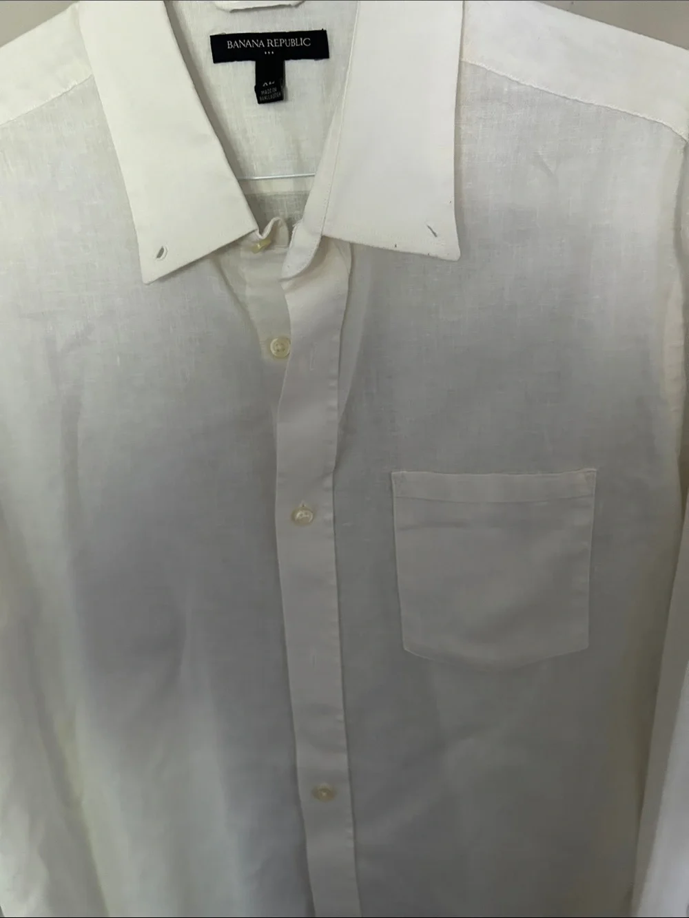 Banana Republic Men's White Long-Sleeve Button-Up Dress Shirt